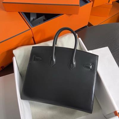 wholesale quality hermes birkin 25 sellier black swift silver hardware